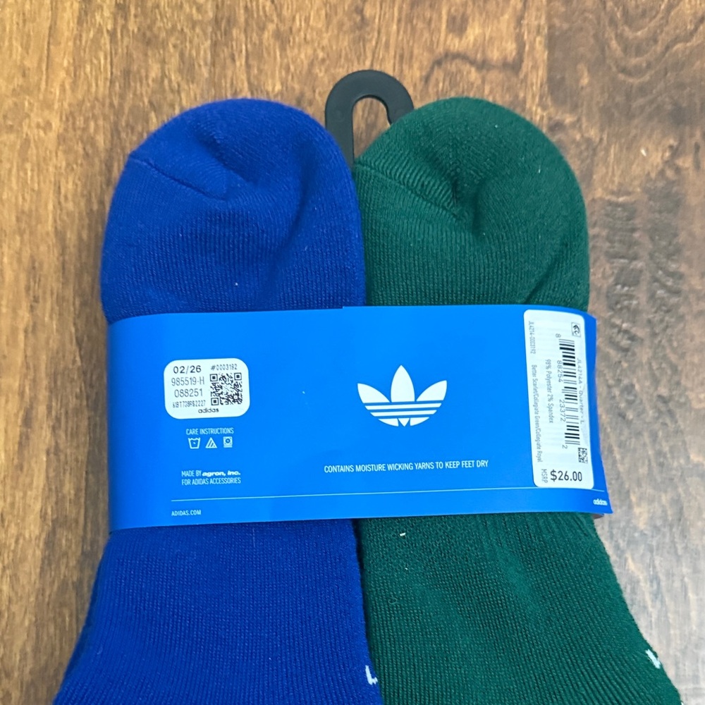 adidas Originals Six-Pack Quarter Athletic Socks - Red, Black & Blue - Picture 10 of 16